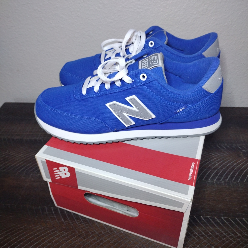 New Balance 501 Blue Gray White Men's Athletic Sneakers - Picture 11 of 13